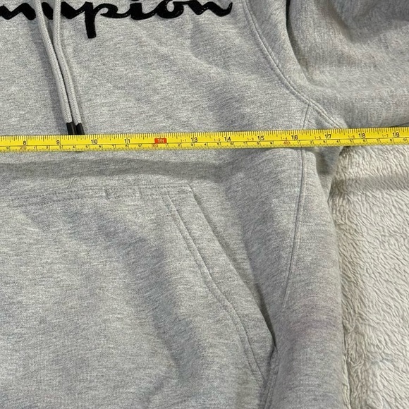 Champion Men’s Super Fleece 2.0 Hoodie in Gray Black Logo Lettering Size XS - Picture 7 of 8